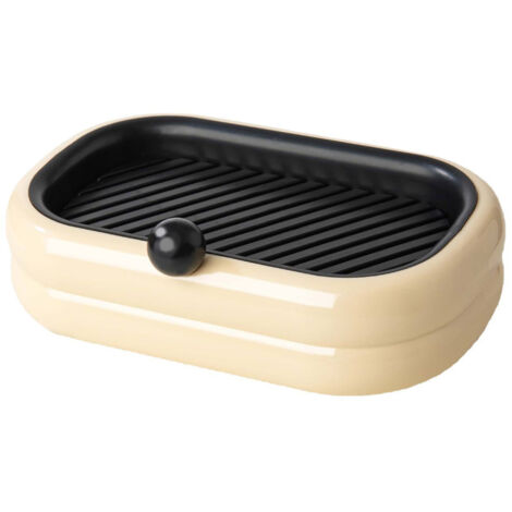 Cute Soap Dish Household Punch Free Wall Mounted Soap Holder with Drain for Bathroom Beige