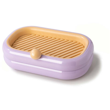 Cute Soap Dish Household Punch Free Wall Mounted Soap Holder with Drain for Bathroom Purple