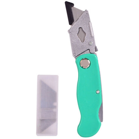 Cuter 18 mm précis vert pliable + 6 pièces de rechange avec clip, ergonomique, facile à sécuriser 1 x 15 x 2,8 cm.