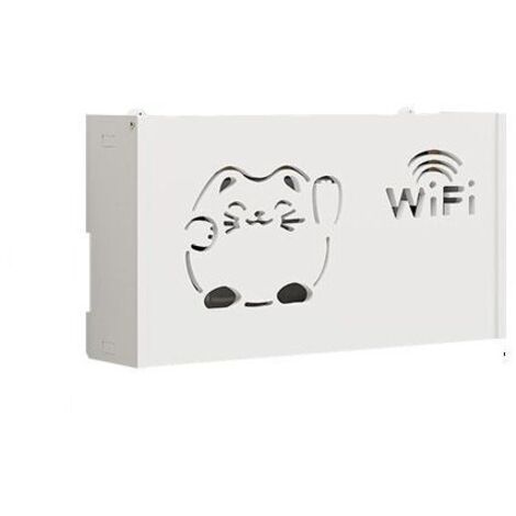Cutie depozitare router WiFi, Lemn, 20x38x8.5 cm, Alb