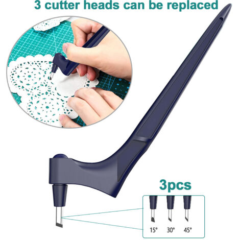 Cutie Pixie – Bastelmesser mit 3 Klingen (15°/30°/45°) aus Edelstahl, 360° drehbar, für Hobby, Kunst, Basteln und Scrapbooking