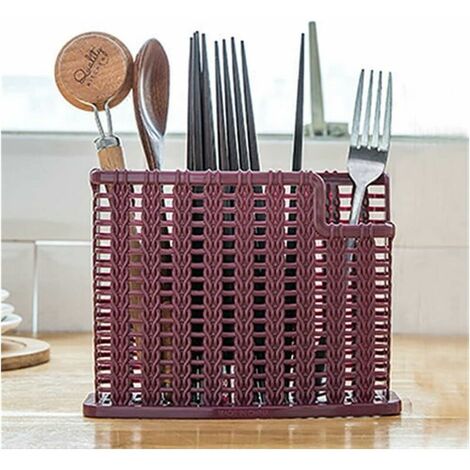 Cutlery Holder Drainer Utensil Drying Racks Drain Cutlery Organizer Spoon Fork Chopstick Holder Kitchen Utensil Tray for Kitchen Organizer Dish Drying Rack（Purple）