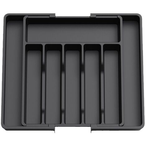 Cutlery Organizer, Expandable Drawer Cutlery Tray, Black Kitchen Adjustable Drawer Organizer