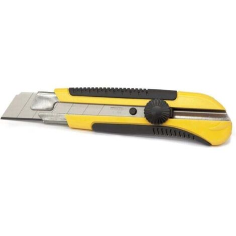 Cutter 25 mm Bi-matière Dynagrip - Blocage De La Lame - Chariot Porte-lame - Acier Anticorrosion - Distributeur 10 LamesCutter 25 mm Bi-matière Dynagrip - Blocage De La Lame - Chariot Porte-lame - Aci