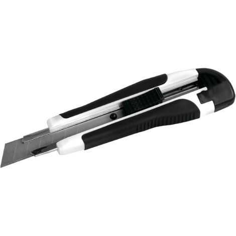 Cutter Bi-Matière 18 mm – Lame Tranchante Rétractable – Poignée Ergonomique Antidérapante – Idéal pour Découpe Précise de Carton, Papier, Plastique et Plus – Outil Durable et Sécurisé