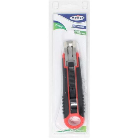 CUTTER DI SICUREZZA PER UFFICIO RETRATTILE CON LAMA AFFILATA ROSSO E NERO