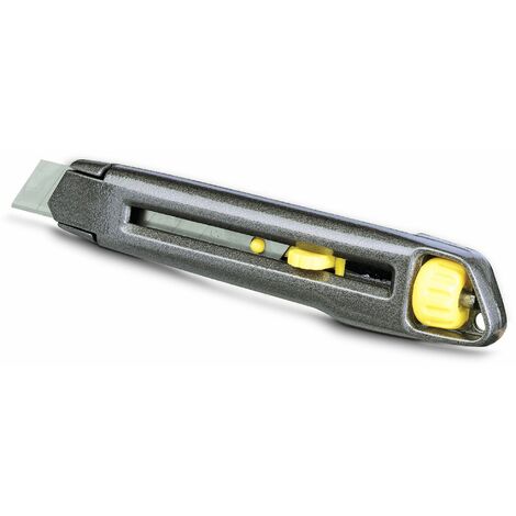 Stanley – Cutter Interlock 18 mm – Longueur 165 mm – Corps métallique robuste pour usage intensif – Prise en main ergonomique antiglisse