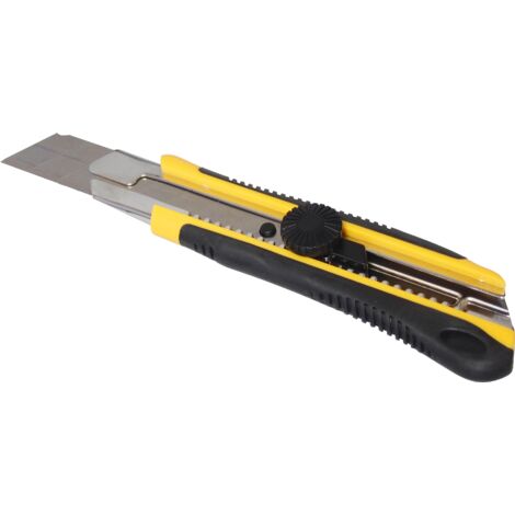 Cutter Professionnel Bi-Matière WILMART - Lame SK4 25 mm - Blocage Molette - Coupe Carton Tissu Cuir