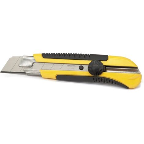 Cutter Professionnel Rétractable avec Poignée Antidérapante et Lame de 25mm, Cutter de Précision Universel Robuste, Cutter Ergonomique, Système de Verrouillage de la Lame (modèle 170)