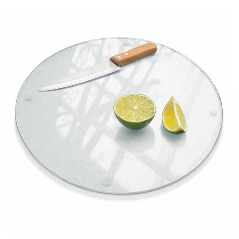 Tulup Rundes Glasschneidebrett Aus Gehärtetem Glas Modernes Design Mit Mattem Finish Pflegeleicht Und Rutschfest Für Ihre Küche Fi 40 Cm