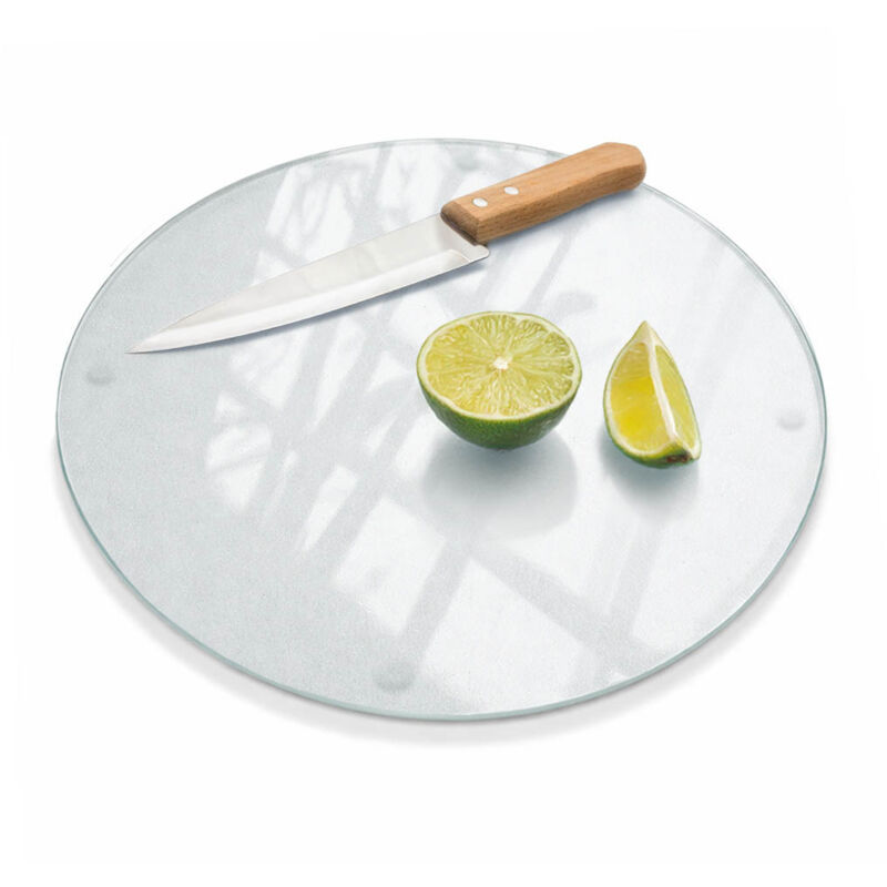 Tulup Rundes Schneidebrett Aus Gehärtetem Glas Langlebig Pflegeleicht Und Ideal Für Den Täglichen Gebrauch In Der Küche Fi 30 Cm