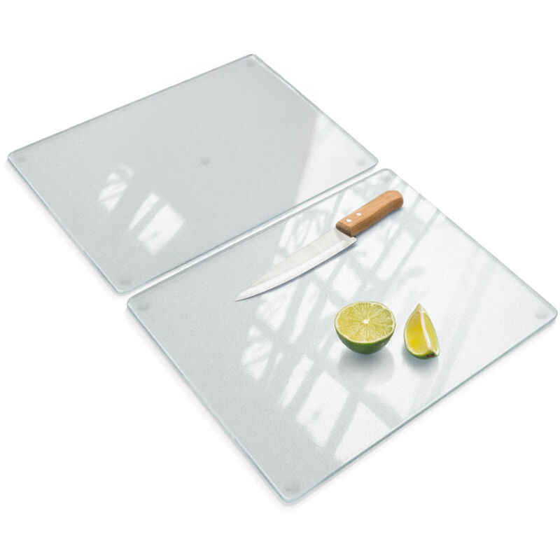 Tulup Schneidebrett Aus Gehärtetem Frosted Glas Sicherheitsglas Hitzebeständig Rutschfest Und Kratzfest Für Ihre Küche 2x40x52 Cm