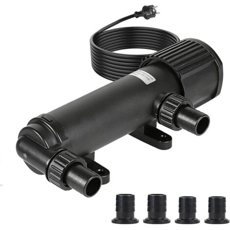 CUV-209 Stérilisateur UV-C 9W pour Bassin 1500l/h  Clarificateur d'eau Anti-Algues  Traitement sans Chimie jusqu'à 15m³  Adaptateurs 19-38mm  Câble 3m  IP44