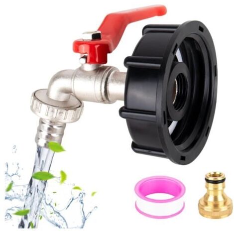 Cuve Raccord avec raccord de tuyau 1/2"Adaptateur de Réservoir en Alliage d'aluminium Robinet de Jardin avec Adaptateur Plastique