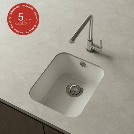 Cuve sous plan POALGI, GANDIA 192, Granit, Blanc Snow, 38 cm, 1 bac