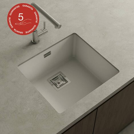 Cuve sous plan POALGI, ZIE 181, Granit, Blanc Snow, 50 cm, 1 bac