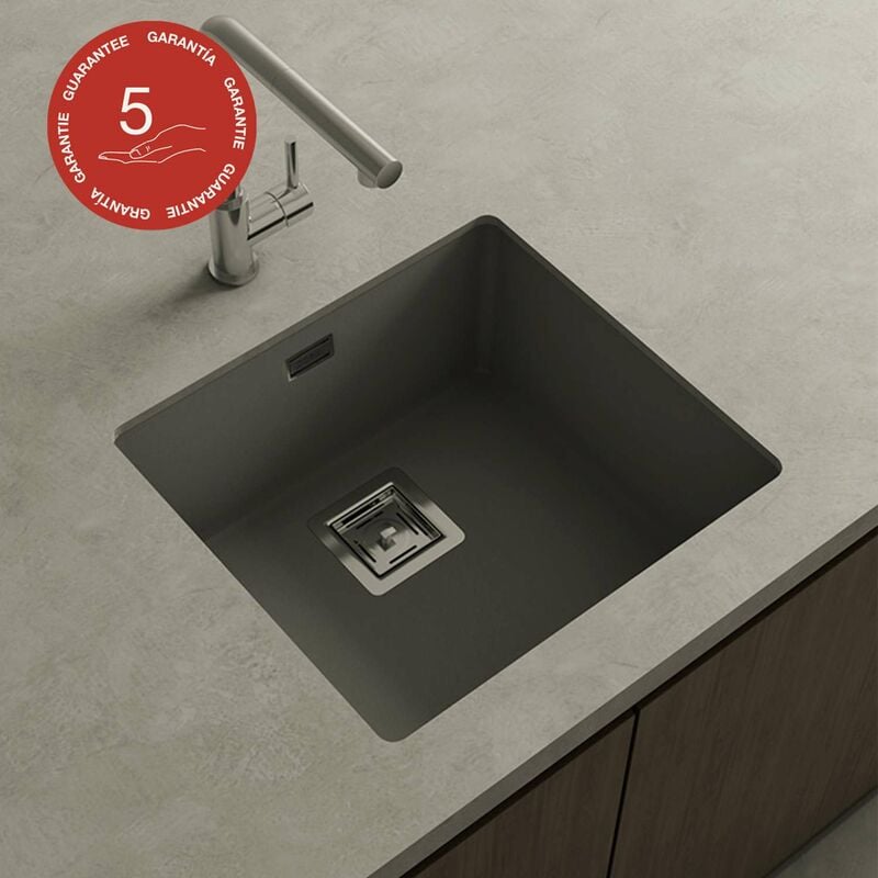 Poalgi - Cuve sous plan zie 181, Granit, Gris Ash, 50 cm, 1 bac