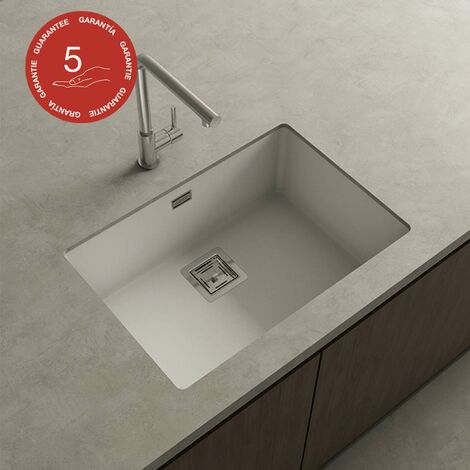 Cuve sous plan POALGI, ZIE 182, Granit, Blanc Snow, 65 cm, 1 bac