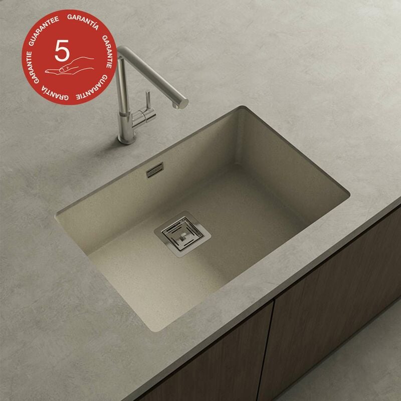 Poalgi - Cuve sous plan zie 182, Granit, Beige Pumice, 65 cm, 1 bac