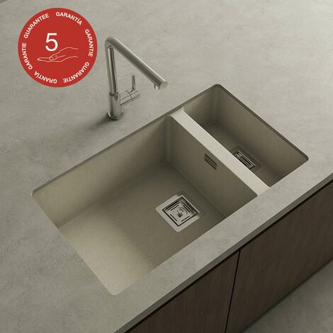 Cuve sous plan POALGI, ZIE 183, Granit, Beige Pumice, 75 cm, 2 bacs