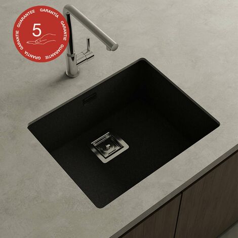 Cuve sous plan POALGI, ZIE 186, Granit, Noir Basalt, 55 cm, 1 bac