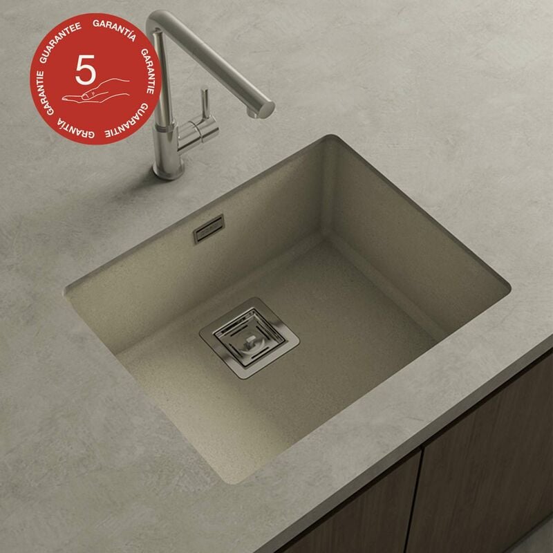 Poalgi - Cuve sous plan zie 186, Granit, Beige Pumice, 55 cm, 1 bac