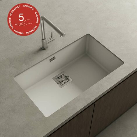 Cuve sous plan POALGI, ZIE 187, Granit, Blanc Snow, 75 cm, 1 bac