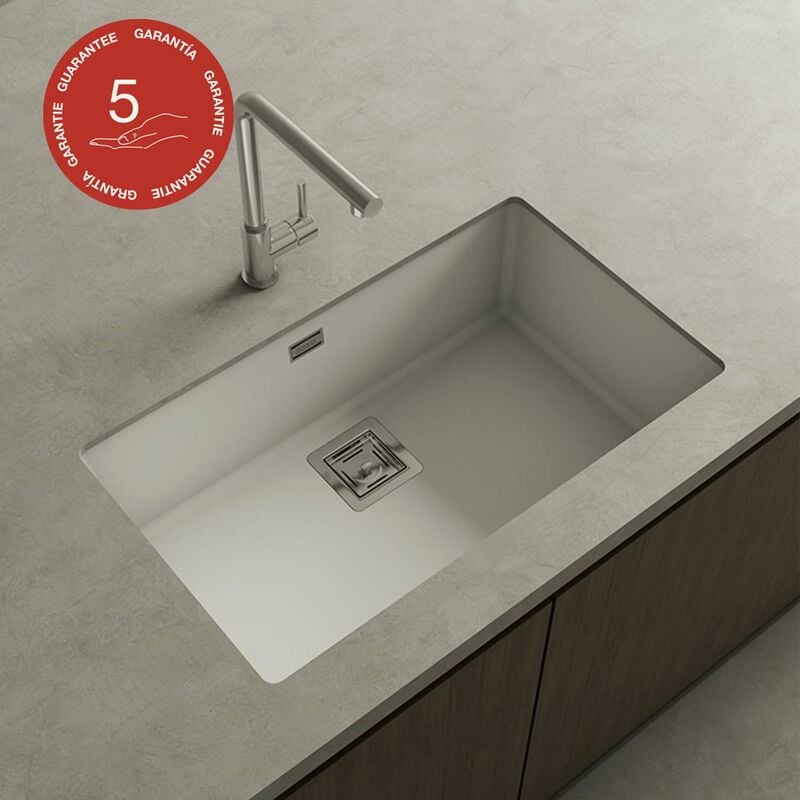 Poalgi - Cuve sous plan zie 187, Granit, Blanc Snow, 75 cm, 1 bac