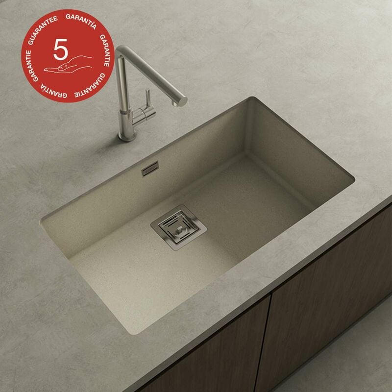 Poalgi - Cuve sous plan zie 187, Granit, Beige Pumice, 75 cm, 1 bac