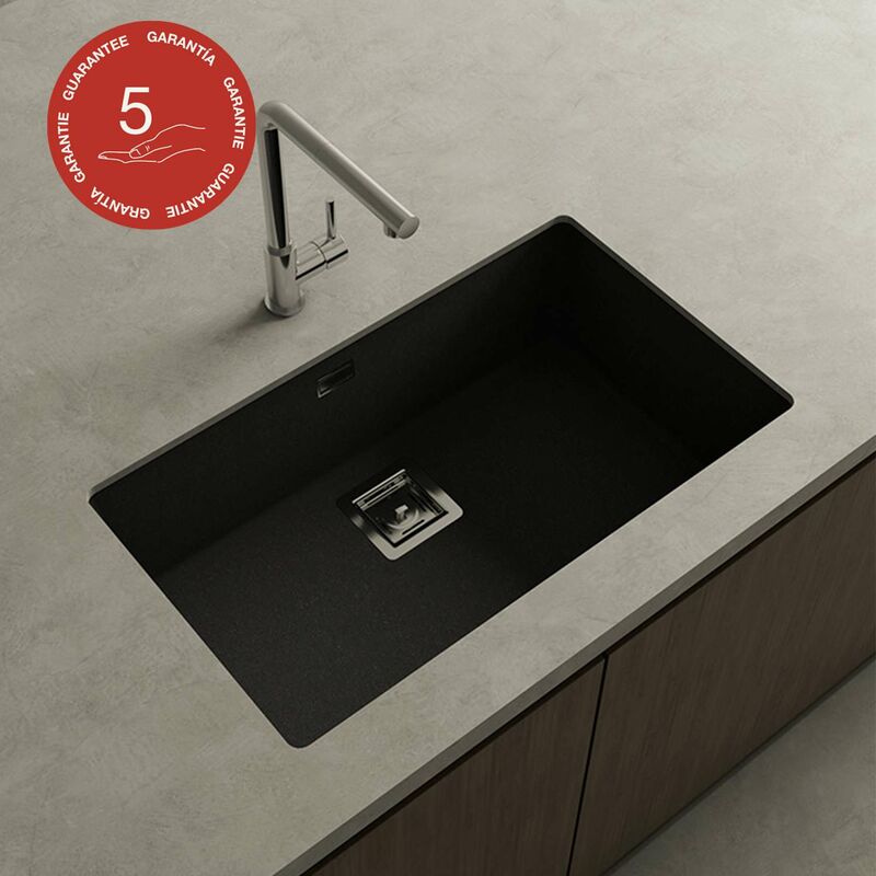 Poalgi - Cuve sous plan zie 187, Granit, Noir Basalt, 75 cm, 1 bac