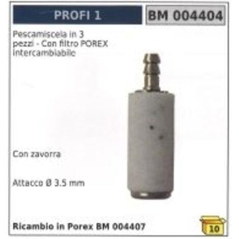 Cuvette 3 pièces avec lest et filtre POREX interchangeable Ø 3,5 mm raccordement