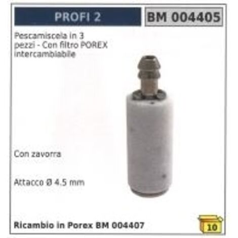 Cuvette 3 pièces avec lest et filtre POREX interchangeable raccord Ø  4,5 mm