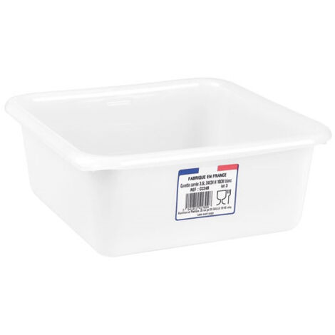 Cuvette carrée 24cm 3.5l blanc alimentaire - ALUMINIUM ET PLASTIQ