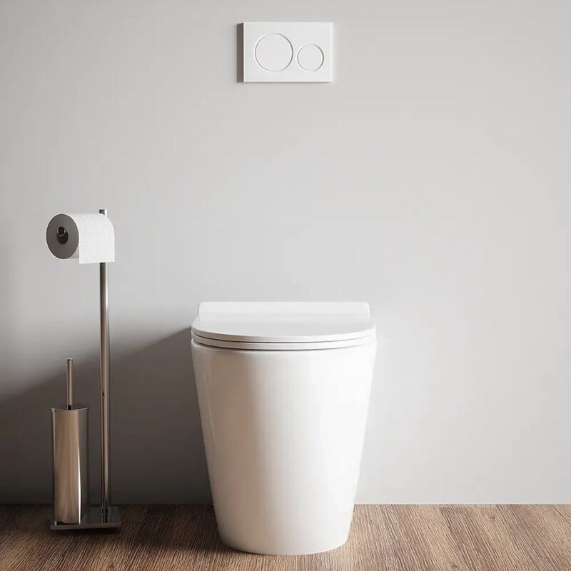 Cuvette murale en céramique blanche polie avec abattant Ultraslim Softclose Mod. Roma