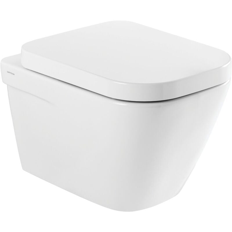 Anconetti - Cuvette sans bride wc suspendu New Anco avec abattant 50.4x34.7cm - Blanc