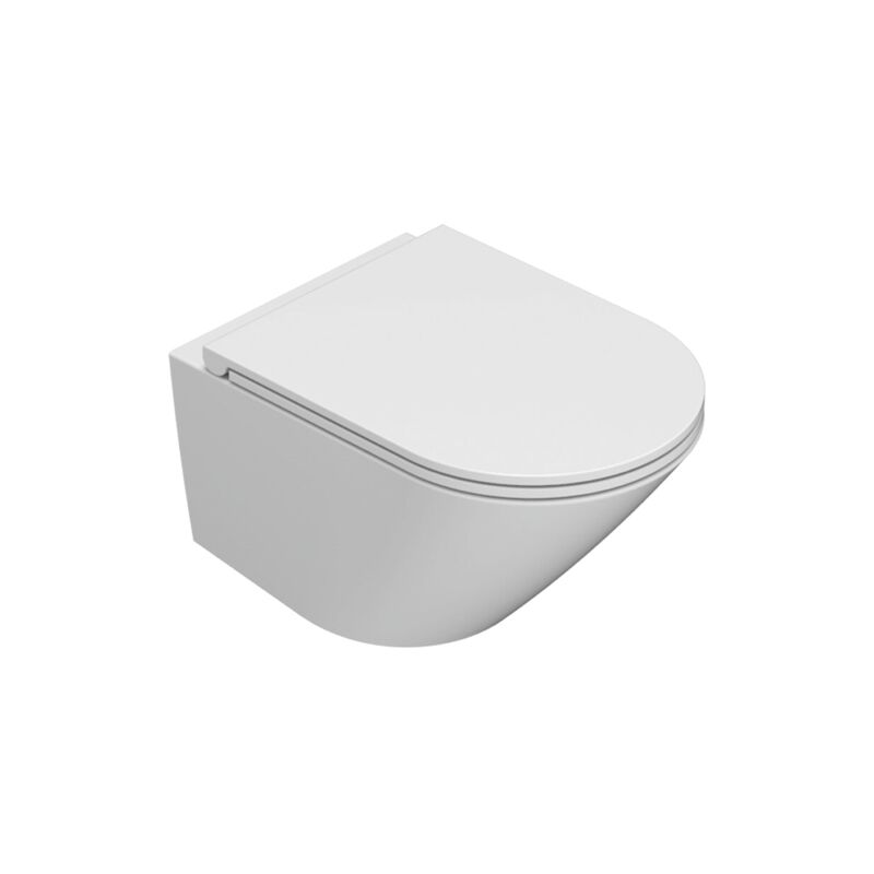WC suspendu sans rebord 52x36 cm Globo Forty3 FOS07BI Blanc - Céramique - Avec couvercle de toilette à fermeture souple