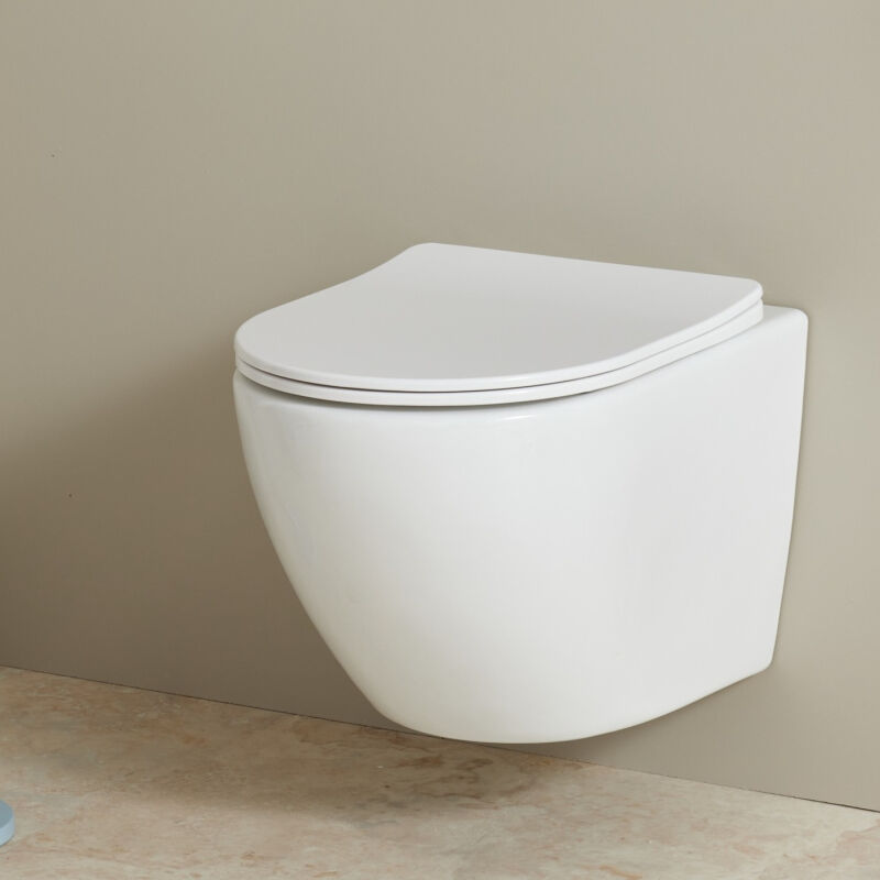 Cuvette wc suspendu gain de place 48 cm sans bride blanc brillant - Corolla