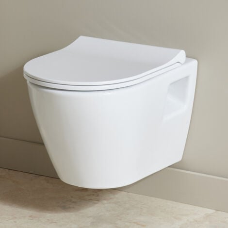 Cuvette suspendue sans bride avec abattant extra fin