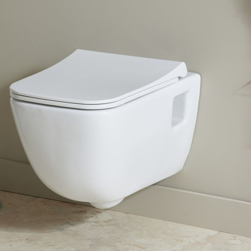 Godart - Cuvette suspendue sans bride design avec abattant slim - Aqua