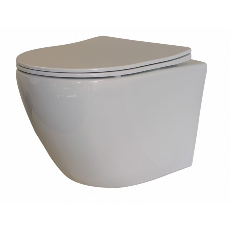 Sanitaire - Cuvette suspendue sans bride kelos Blanc brillant avec abattant