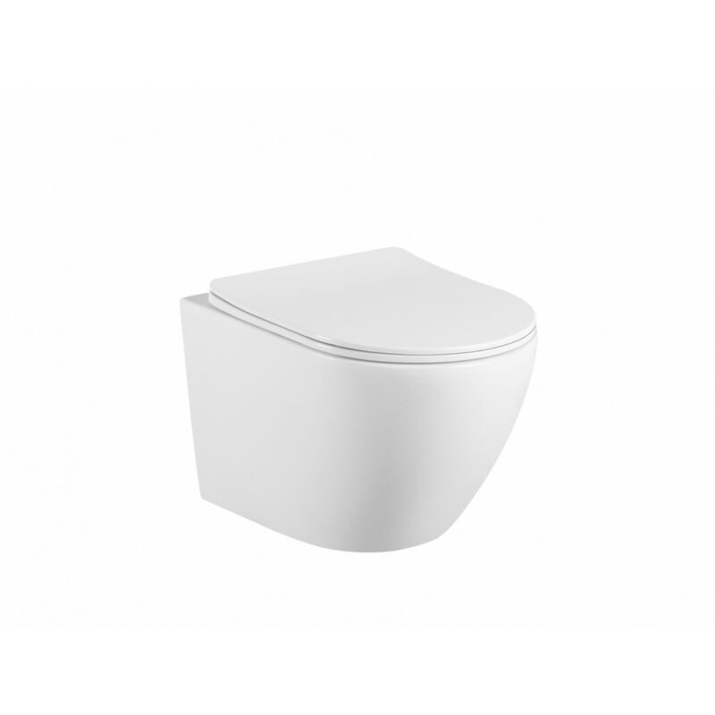 Sanitaire - Cuvette suspendue sans bride kelos Blanc Mat avec abattant