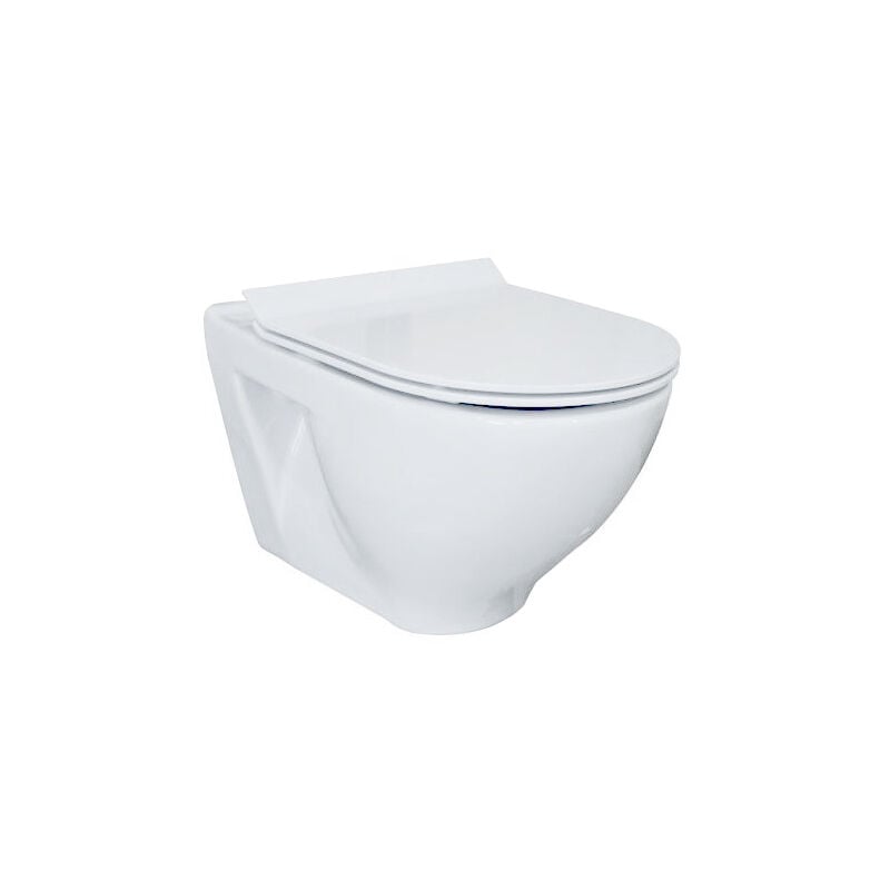 Regiplast - Cuvette suspendue sans bride semi carénée avec abattant frein de chute