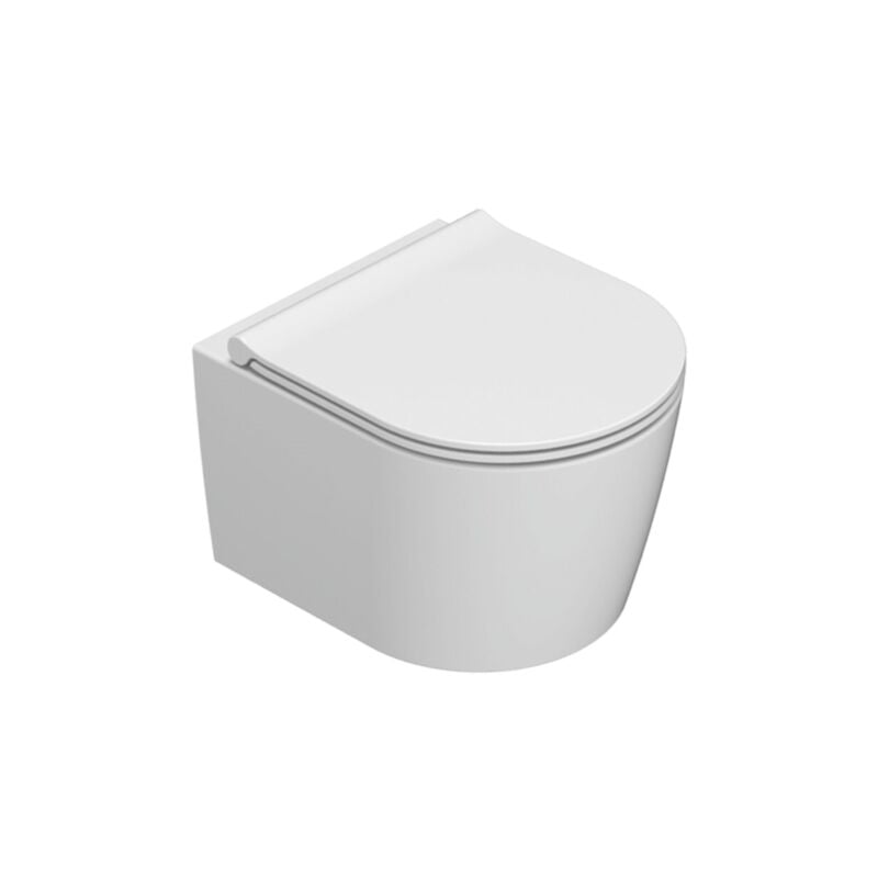Ceramica Globo - Cuvette murale sans rebord 43x36 cm Globo Forty3 FOS06BI Blanc - Céramique - Avec couvercle de toilette à fermeture souple