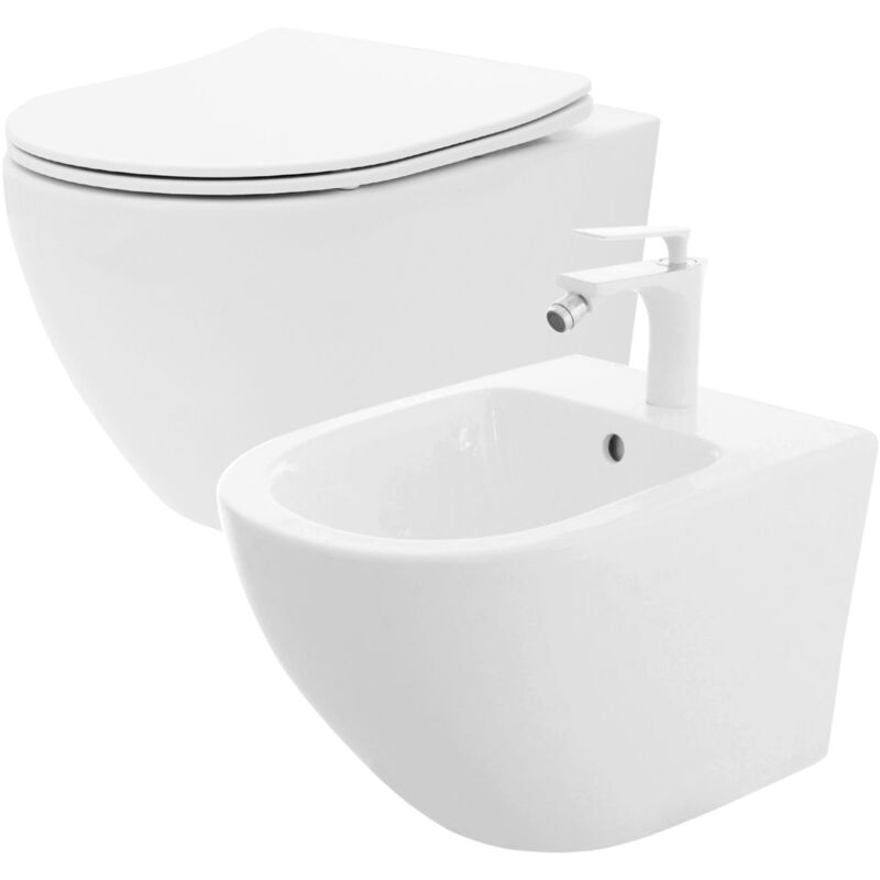 Cuvette Wc Carlo Flat Mini Rimless + Bidet Carlo Mini