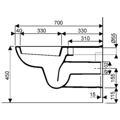 Cuvette WC suspendue rallongée Paracelsus 2 - GEBERIT