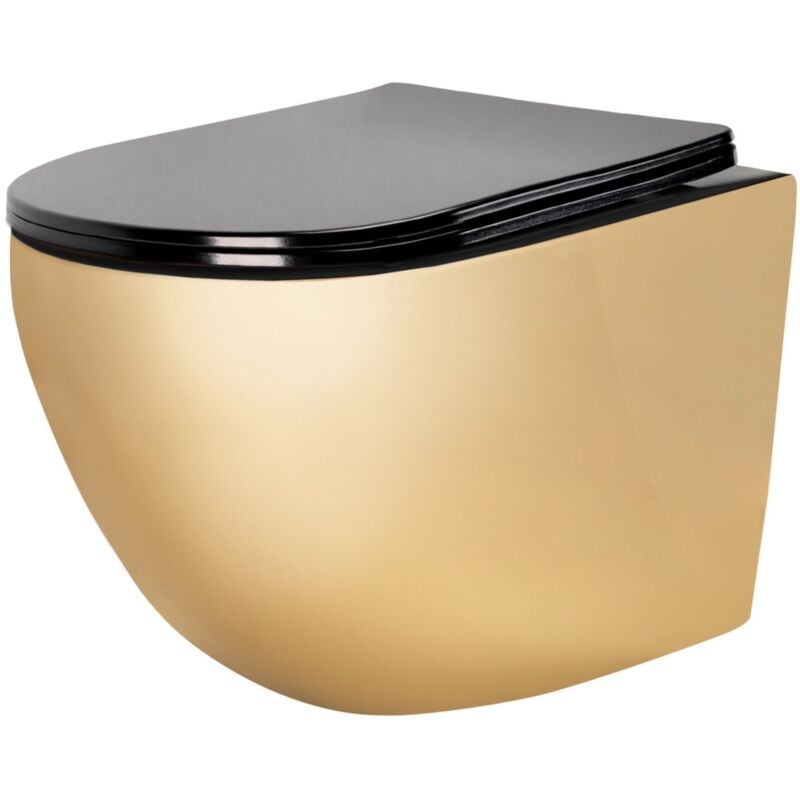 Cuvette Wc Suspendue Rea Carlo Flat Mini Gold/black