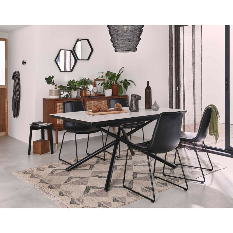 bestmobilier - cuzco - lot de quatre chaises - en simili cuir - noir - noir