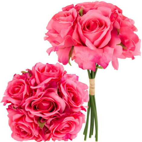 CV21919-5 BOUQUET DE ROSES ARTIFICIELLES 6 PIÈCES BELLES ROSES ÉPAISSES EN BOUQUET ROSE RÉEL