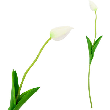 CV26799-1 TULIPES ARTIFICIELLES BLANCHES EN REVÊTEMENT DE CAOUTCHOUC, TULIPES EN MOUSSE « MAGNIFIQUES COMME LA VIE », centre de table
