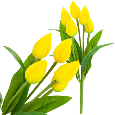 CV26806-3 GRAND BOUQUET DE TULIPES X5 FLEURS ARTIFICIELLES TULIPES EN BOUQUET JAUNES